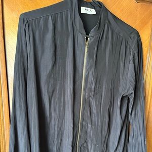 Mela Purdie Australia front zip jacket sz S mandarin collar crinkle style